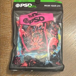 PSD Youth 3-pack Tropical Print Boxer Briefs with Pink Waistband